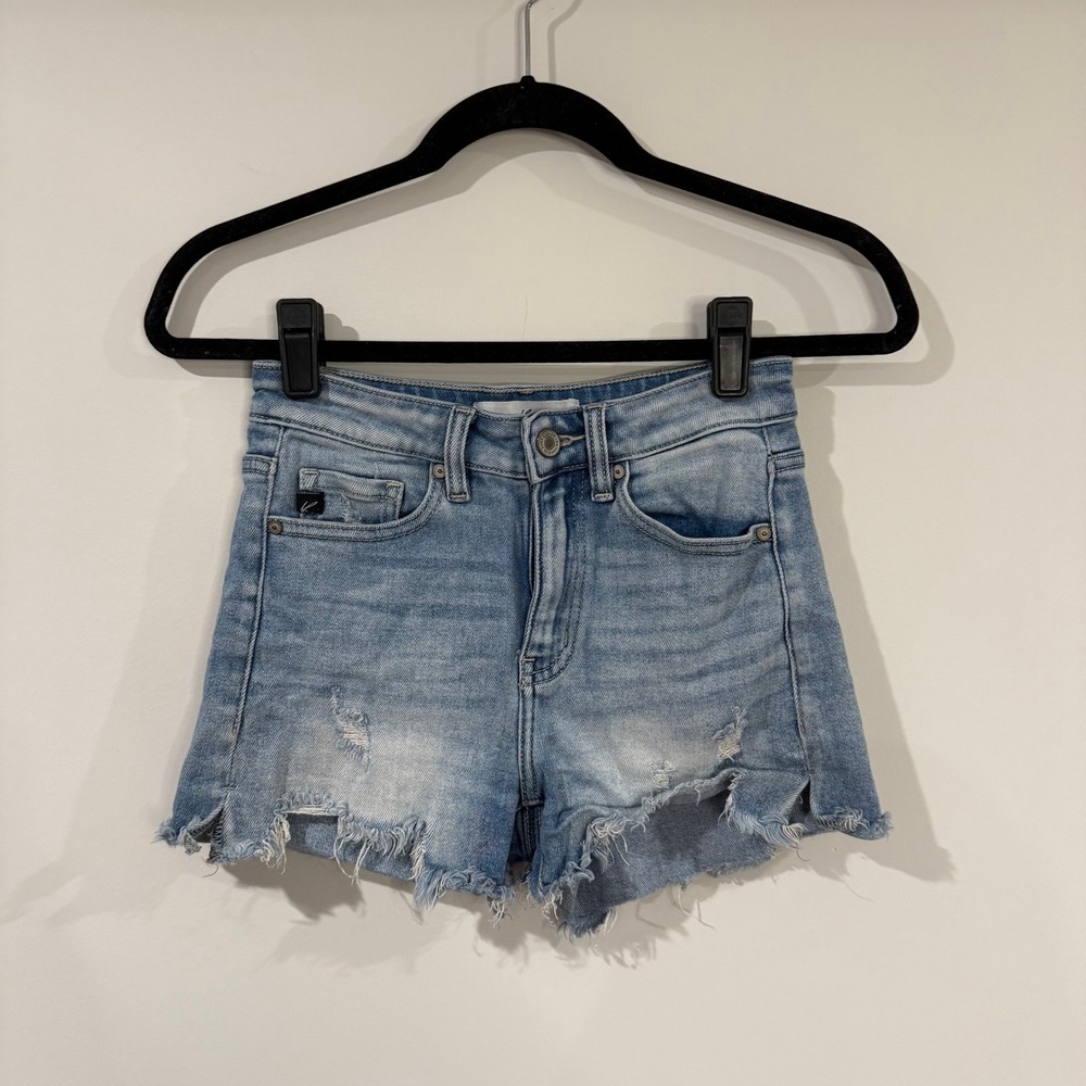KANCAN Denim Shorts Womens XS Light Wash‎ Distressed Frayed Hem Casual